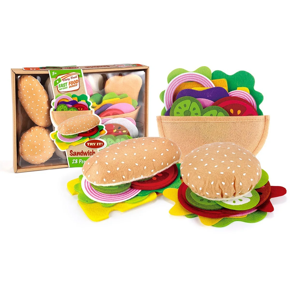 Felt Food Burger Sandwich Set  - đánh giá và giá Kids Outdoor Kitchen Accessories