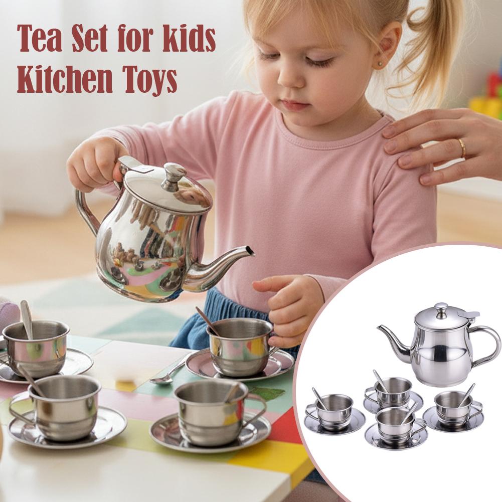 Kids Stainless Steel Tea Set P - đánh giá và giá Kids Outdoor Kitchen Accessories