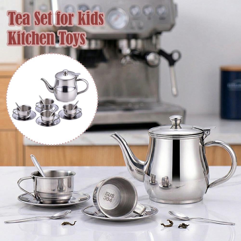Kids Stainless Steel Tea Set P - đánh giá và giá Kids Outdoor Kitchen Accessories
