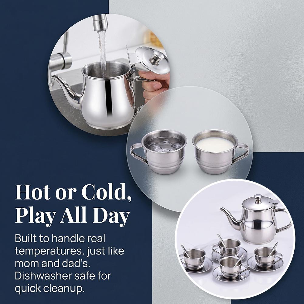 Kids Stainless Steel Tea Set P - đánh giá và giá Kids Outdoor Kitchen Accessories