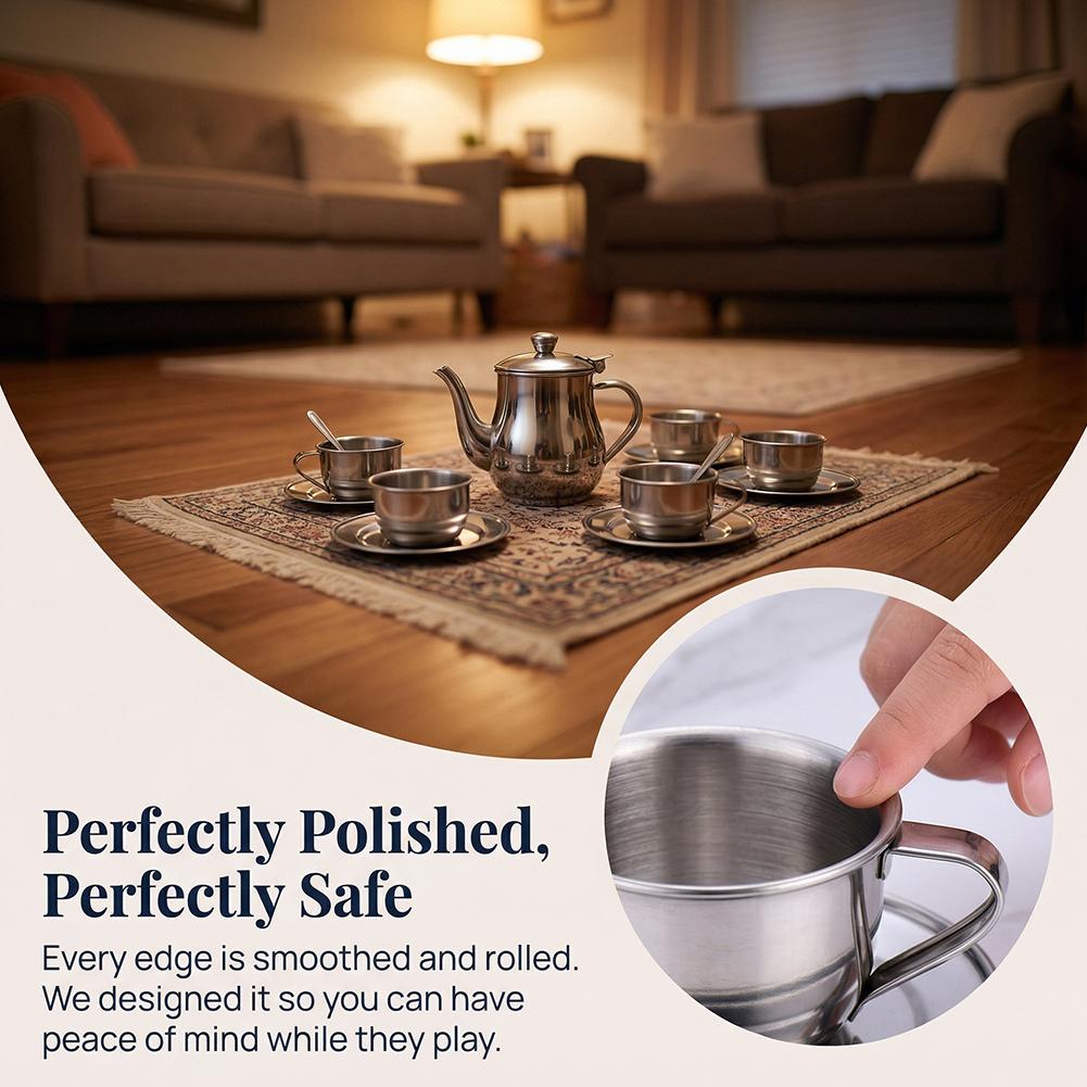 Kids Stainless Steel Tea Set P - đánh giá và giá Kids Outdoor Kitchen Accessories